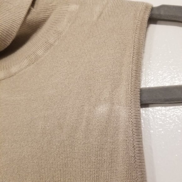Vintage Beige Turtle Neck Sleeveless Tank Knit Top Small Essence - Picture 7 of 11